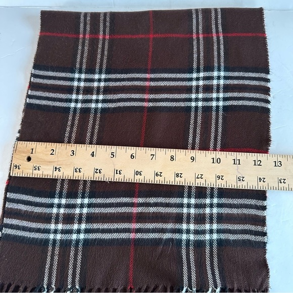 Brown Red Black White Plaid 100% Cashmere Scarf Scotland - Picture 3 of 4
